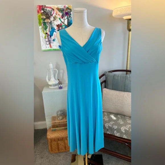 Evan Picone | Dresses | Evan Picone Vintage Aqua Knit Dress | Poshmark